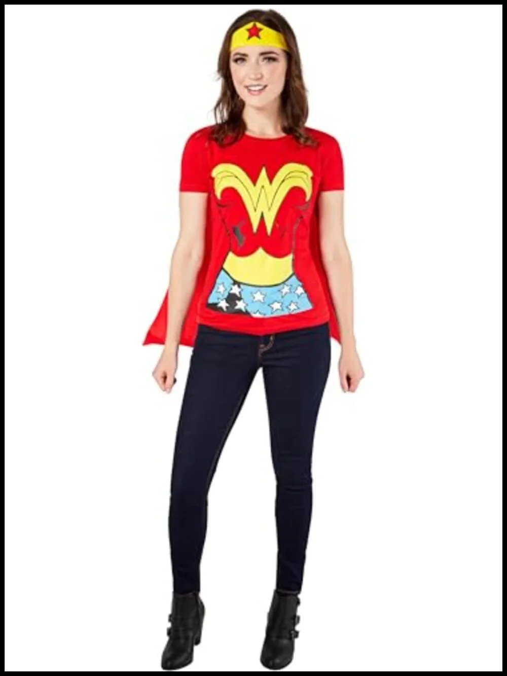 Wonder Woman Costume T-Shirt with Cape and Tiara Adult Medium Officially